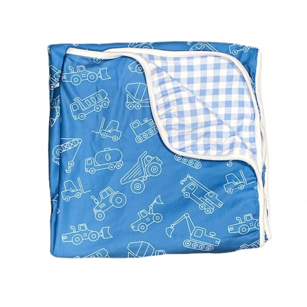 NEW SUGAR BEE CLOTHING boy's construction blanket in blue